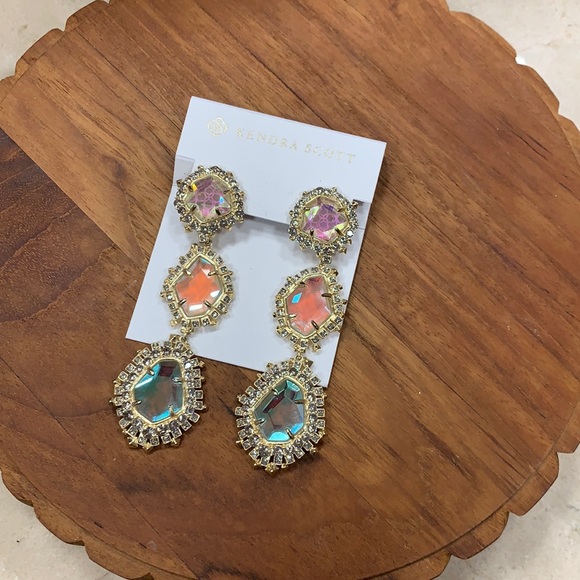 HOST PIC KENDRA SCOTT COLOR CHANGING ARIA 14K DROP DICHROIC GLASS EARRINGS - Picture 4 of 14